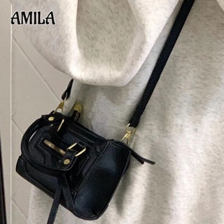 AMILA ใหม่ กระเป๋ามินิสีดำมัลติฟังก์ชั่นที่ไม่ซ้ำใครที่ซับซ้อนของผู้หญิง