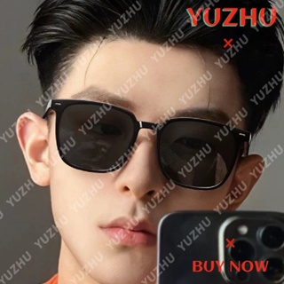 (YUZHU) แว่นตากันแดด กรอบสี่เหลี่ยมสูง ป้องกันรังสียูวี สีดํา สวยงาม สําหรับผู้ชาย