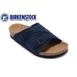 【Original】Birkenstock 827 Mens/Womens Classic Cork Suede Navy Slipper Beach Loafers 34-46