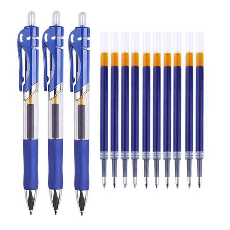 ชุดปากกาเจล-0-5-มม-ปากกา-3-ด้าม-ไส้ปากกา-10-ชิ้น-ไส้ปากกา-3-สี-เปลี่ยนได้-กดลูกลื่น-เขียนคล่องตัว-อุปกรณ์การเรียน-สํานักงาน