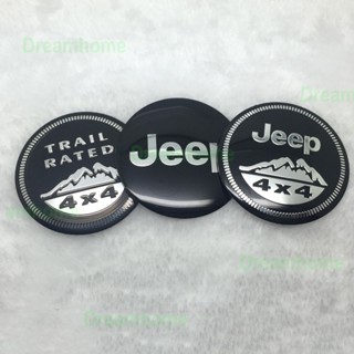 สติกเกอร์โลโก้อลูมิเนียมอัลลอยด์ 56.5 มม. สําหรับติดตกแต่งล้อรถยนต์ Jeep จํานวน 4 ชิ้น