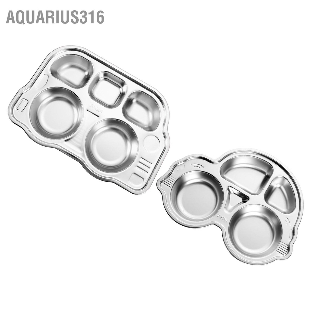 aquarius316-ถาดแบ่งอาหารสแตนเลสเกรดการ์ตูน-drop-proof-fun-shape-ถาดอาหารเย็นแบบแบ่งสำหรับโรงเรียนอนุบาล