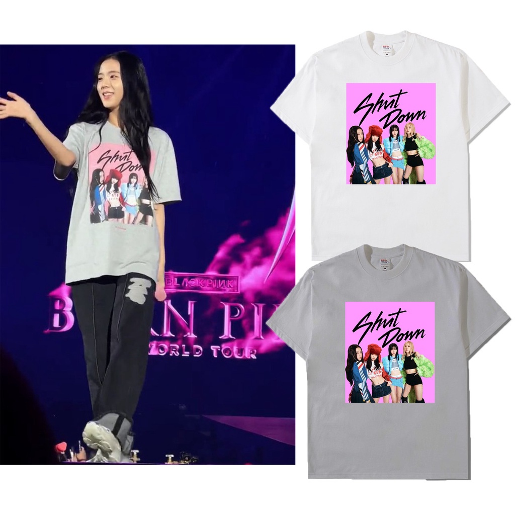 ใหม่เอี่ยมเสื้อยืด-พิมพ์ลาย-blackpink-jisoo-shut-down-สไตล์เกาหลี