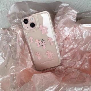 Fashion Brand Pink Cross Phone Case For Iphone13 for Apple 11 Straight Edge 12 Silicone XR Soft Case 678P