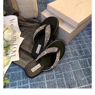 Yang Mi Same Style King รองเท้าแตะฟลิปฟลอป ประดับพลอยเทียม สไตล์เกาหลี สําหรับผู้หญิง 2023