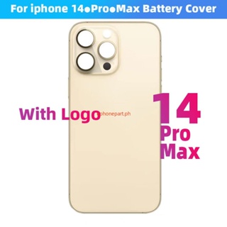ฝาครอบแบตเตอรี่ด้านหลัง แบบกระจก รูขนาดใหญ่ พร้อมโลโก้ สําหรับ iPhone 14 Pro Max 14 Plus