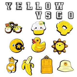 【Hot Yellow Series】หัวเข็มขัด PVC ลายการ์ตูน VSCO น่ารัก สีเหลือง สําหรับตกแต่งสวน DIY