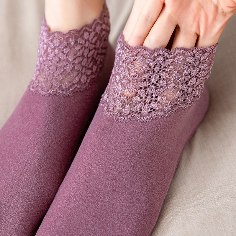 ถุงเท้าบูท-ผ้าวูล-และผ้าแคชเมียร์-และผ้ากํามะหยี่-แบบหนา-ให้ความอบอุ่น-สีพื้น-จํานวน-3-คู่
