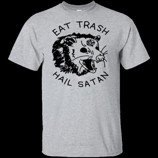 เสื้อยืดผ้าฝ้ายเสื้อยืดแฟชั่นฤดูร้อนผู้ชายพิมพ์ลาย Eat Trash Hail Satan Possum_04