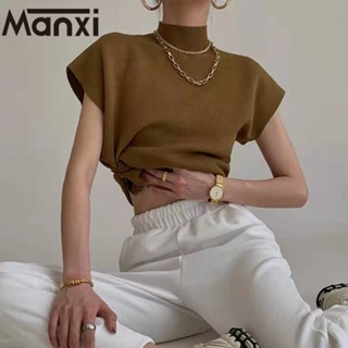 Manxi เสื้อครอปไหมพรม เสื้อครอปแฟชั่น 2023 ใหม่ A20K09X