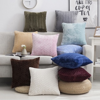 HOT_ ปลอกหมอน Solid Plush Office Throw Pillow Cover Home