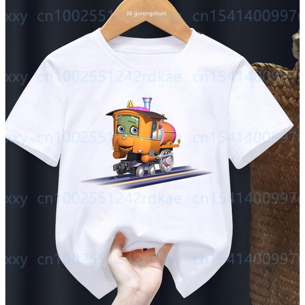 เสื้อยืดคอกลม-พิมพ์ลายการ์ตูน-chuggington-รถบรรทุก-ขนาดเล็ก-สีขาว-สําหรับเด็กผู้ชาย-และเด็กผู้หญิง