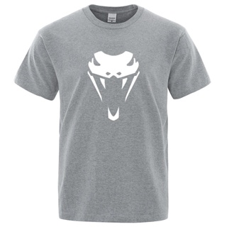 Snake Head Cobra Fangs Print Clothes Male Fashion Oversize T-Shirt Casual Crewneck Tops Summer Cotton Loose Men T S_01