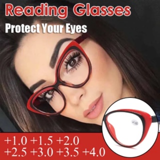 แว่นตาอ่านหนังสือ สายตายาว ทรงตาแมว ป้องกันแสงสีฟ้า แฟชั่นสําหรับผู้ชาย และผู้หญิง ​เกรด +1.0 ถึง +4.0