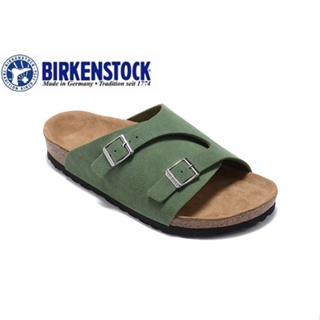 【Original】Birkenstock 827 Mens/Womens Classic Cork Suede Green Slippers Beach Loafers 34-46