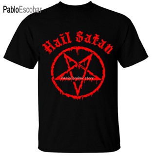 ผ้าฝ้ายคอกลมเสื้อยืด ผ้าฝ้าย พิมพ์ลาย Hail Satan สไตล์พังก์ร็อคโกธิค สําหรับผู้ชายfrom S-4XL_04