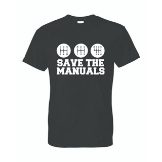 เสื้อยืด ผ้าฝ้าย 100% พิมพ์ลาย Save The Manuals Funny Car Guys สําหรับผู้ชาย