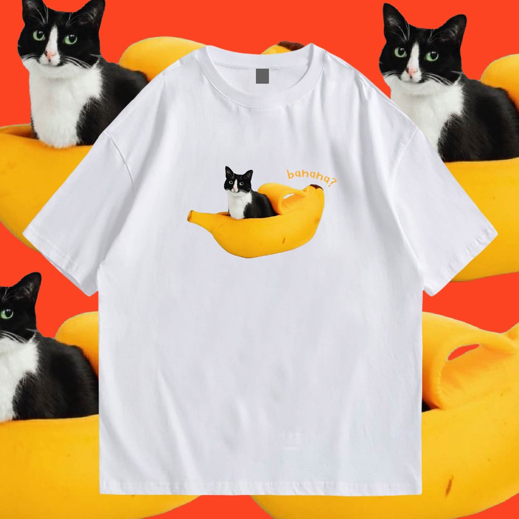 พร้อมส่งเสื้อเฮีย-เสื้อ-banana-cat-มีทั้งขาว-ครีม-และดำ-cotton-100