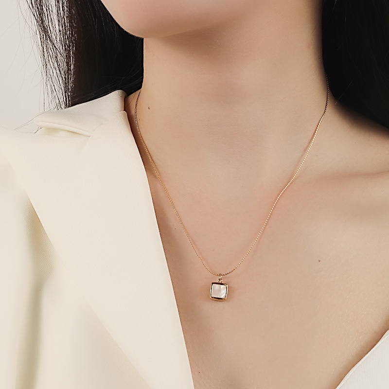 สร้อยคอไทเทเนียมเหล็ก-ทรงสี่เหลี่ยม-สีขาว-เข้ากับทุกการแต่งกาย-สไตล์เกาหลี-สําหรับผู้หญิง