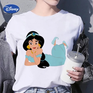 Disney Jasmine Women T-shirt Cartoon Short Sleeve Smart Assertive Princess  Simplicity Printed Clothes Top Trendy F_03