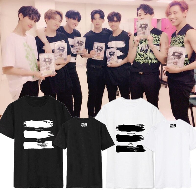 ใหม่เอี่ยมเสื้อยืดโอเวอร์ไซส์kpop-got7-2021-my-swagger-album-เสื้อยืดลําลองสําหรับผู้ชายผู้หญิงแขนสั้นคอกลม-dx492s