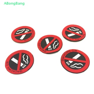 Abongbang สติกเกอร์ไวนิล ทรงกลม สีแดง ไม่สูบบุหรี่ สําหรับติดตกแต่งรถยนต์ 1 5 ชิ้น