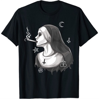 ✹☽Dark Nun Satanic Occult Gothic Evil Anti-Christ Nun Unholy T-Shirt_04