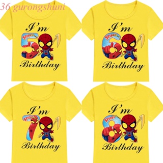 Spiderman T Shirt Boys T Shirts Spidey Yellow T-shirts Spider-man Tops For Girls Shirts I’m 3 4 5 6 7 8 9 Years Bir_08