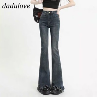 DaDulove💕 New Korean Version of Ulzzang Micro Flared Jeans Niche High Waist Slim Womens Raw Edge Trousers