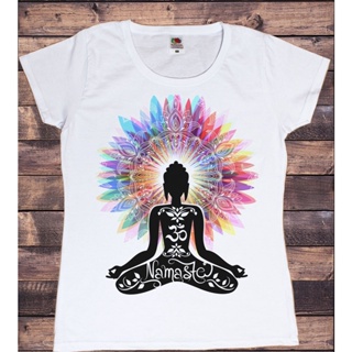 Breathe Chakra Symbols Yoga T-shirt Women Buddha Chakra Meditation Print Tops Simple Short-Sleeve Ladies Tee T Shir_04