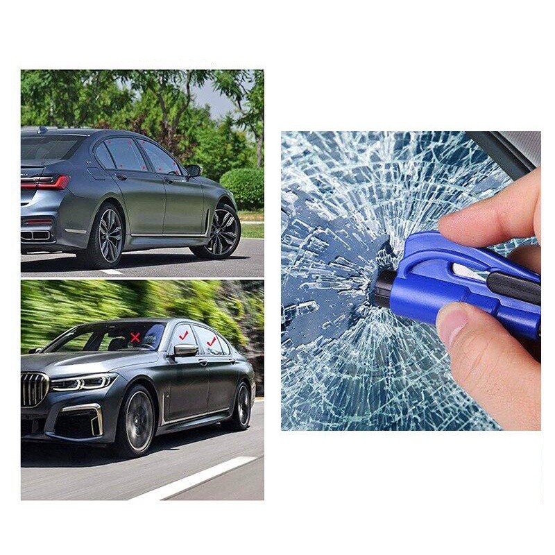 พวงกุญแจทุบกระจก-ที่ทุบกระจกรถยนต์-3-in-1-ป้องกันยามเกิดเหตุฉุกเฉินติดในรถยนต์