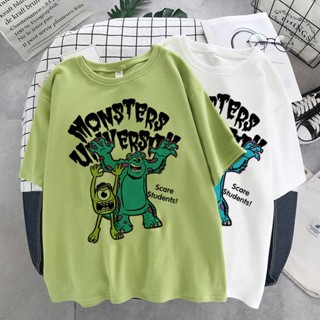 Disney Loose Streetwear black Harajuku Letter Print women tees Monsters Inc Women Punk Short Sleeve Casual Vintage _03