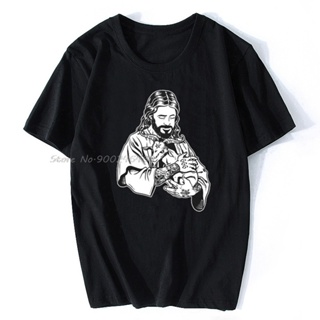 เสื้อยืดโอเวอร์ไซส์เสื้อยืดผ้าฝ้าย พิมพ์ลาย Atheist Jesus Loves Satan Baphomet Goat สไตล์สตรีท สําหรับผู้ชายS-3XL_01