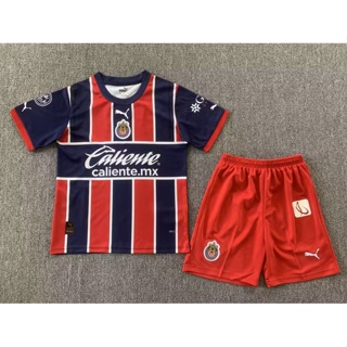 เสื้อกีฬาแขนสั้น ลายทีมชาติฟุตบอล Chivas Two Guest 2223 ชุดเหย้า และกางเกงขาสั้น คุณภาพสูง สําหรับเด็ก