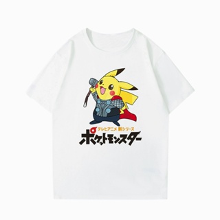 S-5XL เสื้อยืด Pikachu cos Thor Sol แขนสั้นน่ารักสไตล์ตลก