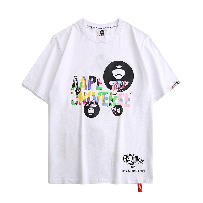 aape-เสื้อยืดแขนสั้นลําลอง-แฟชั่นสําหรับผู้ชาย-และผู้หญิง