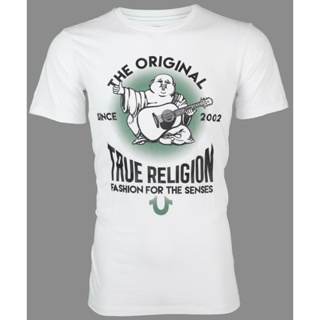 Mens T-Shirts TRUE RELIGION   REAL DEAL BUDDHA White w Black Grn Print New A1_04
