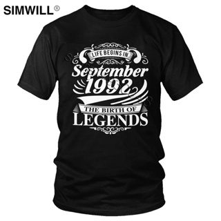 Men Life Begins In September 1992 T-Shirt Fashion Birthday Gift T Shirt Short Sleeved 100% Cotton Casual Trend Tee _03