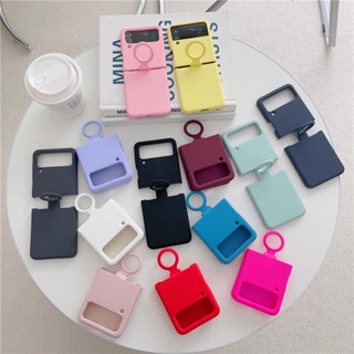 เคสซิลิโคนนิ่ม ป้องกันด้านหลัง พร้อมแหวนนิ้ว สําหรับ Samsung Galaxy Z Flip 4 Z Flip 3