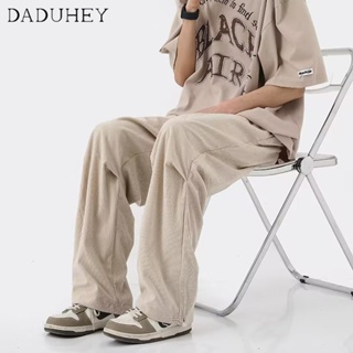 DaDuHey🔥 Mens and Womens 2023 New Corduroy Straight-Leg Pants Fashion Elastic Draping Casual Pants Hong Kong Style Teenagers Versatile Sports Pants
