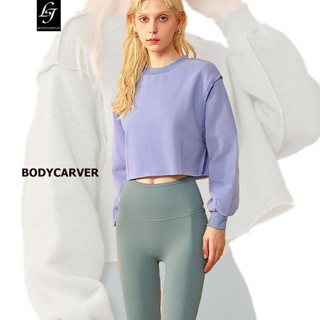 Bodycarver เสื้อครอปกันหนาว แขนยาว ลําลอง โอเวอร์ไซซ์ เหมาะกับการเล่นโยคะ ฟิตเนส แฟชั่นสําหรับผู้หญิง