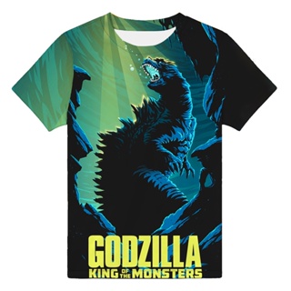 เสื้อยืด พิมพ์ลายการ์ตูน Godzilla 3 มิติ แฟชั่นฤดูร้อน สําหรับเด็กผู้ชาย