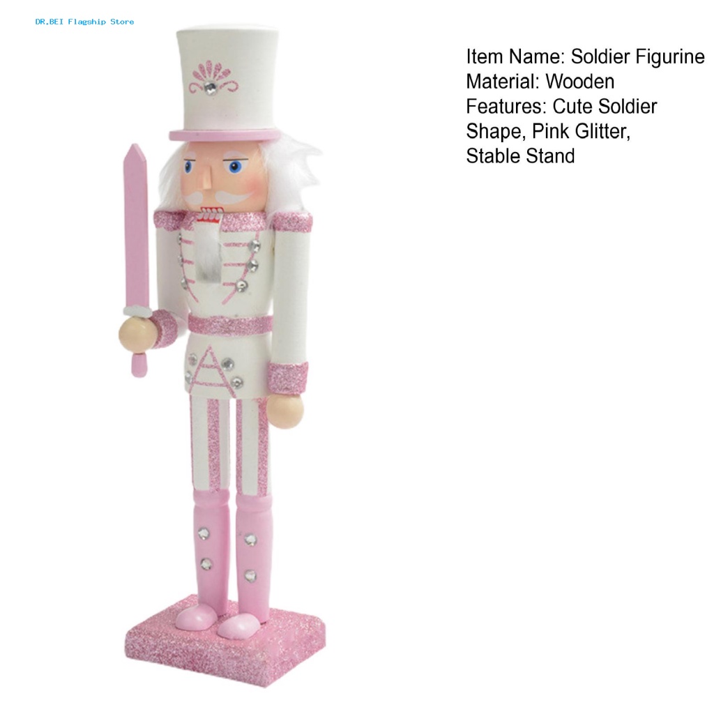 dr-bei-ตุ๊กตาทหารไม้-ประดับกลิตเตอร์-สีชมพู-สําหรับตกแต่งโต๊ะ