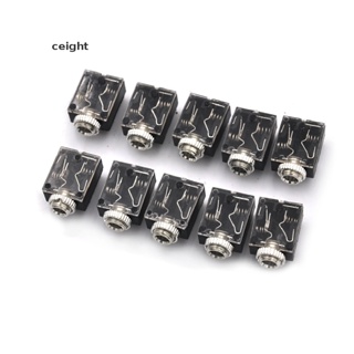 [ceight] แจ็คซ็อกเก็ตเสียงสเตอริโอ 3.5 มม. 10 ชิ้น พร้อมน็อต 5 Pin PCB TH