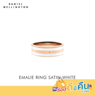(ทักแชทรับโค้ด) Daniel Wellington แหวน EMALIE RING SATIN WHITE 52 มม สีโรสโกลด์