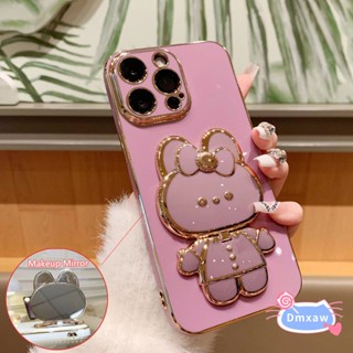 เคสกระจกแต่งหน้า แบบนิ่ม บางพิเศษ ลายกระต่ายน่ารัก ประดับโบว์ สําหรับ Xiaomi Mi Poco X4 X3 NFC M4 M3 11T Pro 10 5G