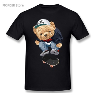 Men Tshirts Cool Skateboard Teddy Bear T Shirt Casual Man/Tee T-Shirt Short Sleeve Cotton Tshirt_02