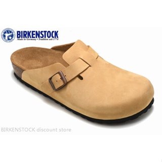 【Original】Birkenstock Boston Mens/Female Classic Cork Beige Leather Slipper Sandals 34-46