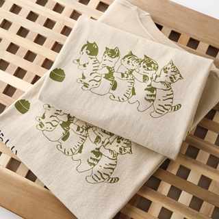 【40-100kg/Pure Cotton】Lovely Cat Pattern Plus Size Cotton Tee for Women Oversized Womens Big Size Cotton Tshirts C_08