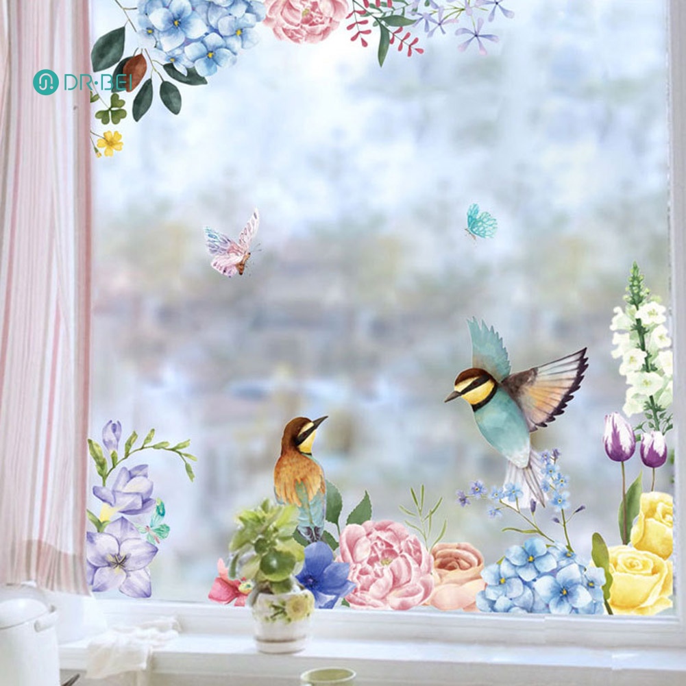 dr-bei-สติกเกอร์ติดผนัง-ลายดอกไม้-นก-กระจก-กาว-รูปลอก-จิตรกรรมฝาผนัง-ห้องนั่งเล่น-ห้องนอน-ตกแต่ง